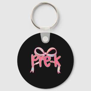 Preppy Preschool Coquette Bow Back To School Teach Key Ring