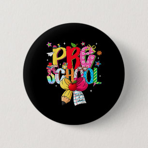 Preppy Preschool Dream Team Back To School Teacher 6 Cm Round Badge