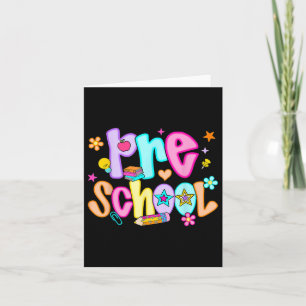 Preppy Preschool Happy First Day Of School Teacher Card
