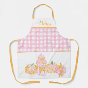 Preppy Pumpkin Bows Thanksgiving Celebration Party Apron