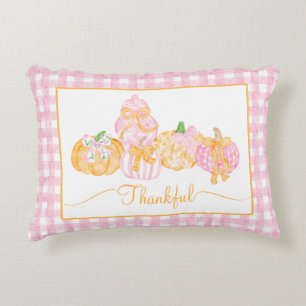 Preppy Pumpkin Bows Thanksgiving Celebration Party Decorative Cushion