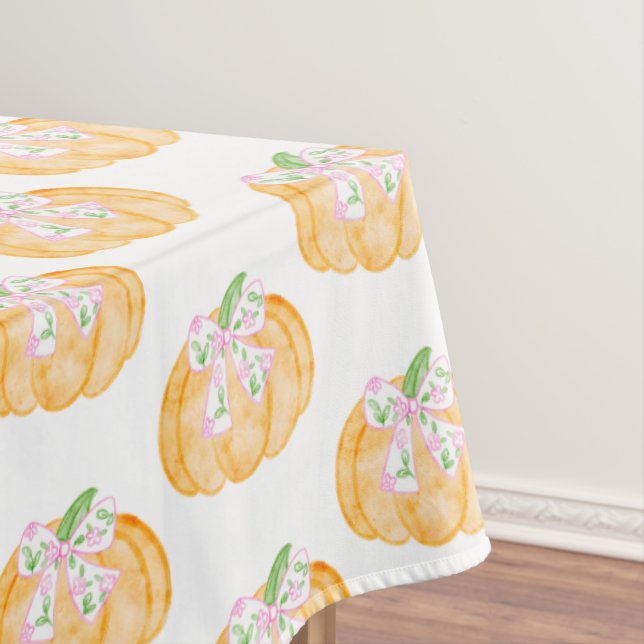  Preppy Pumpkin Bows Thanksgiving  Tablecloth (In Situ)