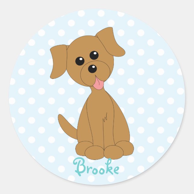 Preppy Puppy Classic Round Sticker (Front)