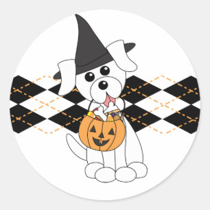 Preppy Puppy Halloween Classic Round Sticker