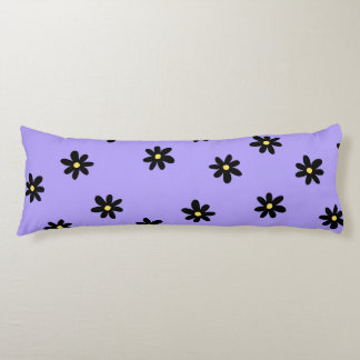 Preppy Purple Black Floral Simple Flower Pattern Body Cushion