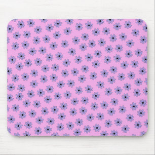Preppy Purple Blue Hippie Flower Pattern Mouse Pad