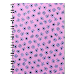 Preppy Purple Blue Hippie Flower Pattern Notebook