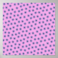 Preppy Purple Blue Hippie Flower Pattern