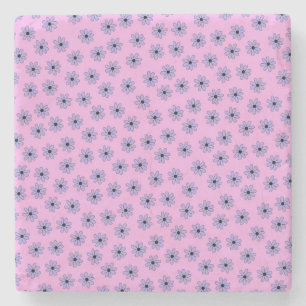 Preppy Purple Blue Hippie Flower Pattern Stone Coaster