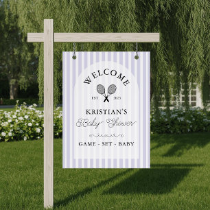 Preppy Purple Tennis Baby Shower Welcome Poster
