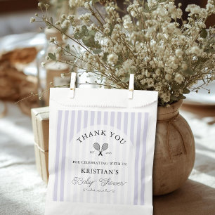 Preppy Purple Tennis Chic Baby Shower Thank You Favour Bag