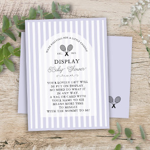 Preppy Purple Tennis Gifts on Display Baby Shower Enclosure Card