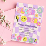 Preppy Purple Y2K Sleep Over Happy Face Birthday Invitation<br><div class="desc">Bring on the good vibes with this new preppy purple happy face sleep over birthday invitation.</div>