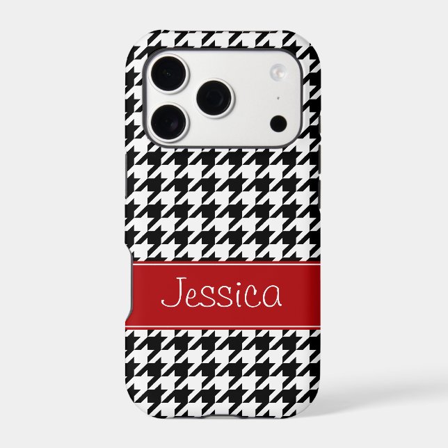 Preppy Red and Black Houndstooth Personalised (Back)