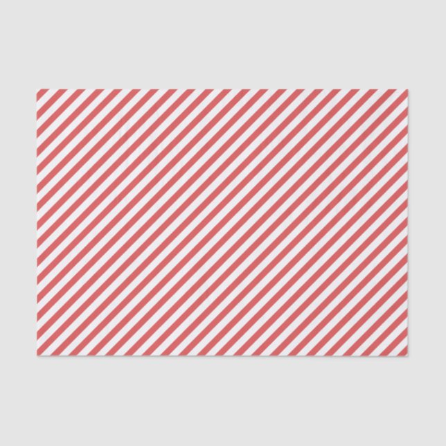 Preppy Red and White Diagonal Striped Tissue paper (Front)
