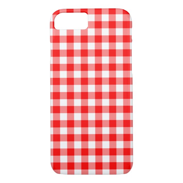 Preppy Red and White Gingham Checked Case-Mate iPhone Case (Back)