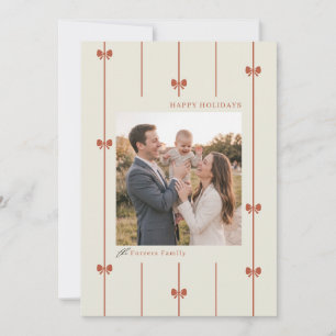Preppy Red Bow Family Photo Christmas Holiday Card