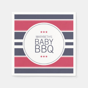 Preppy Red, White & Blue BBQ Baby Shower Napkins