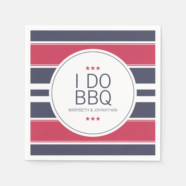 Preppy Red, White & Blue Wedding Shower Napkin (Front)