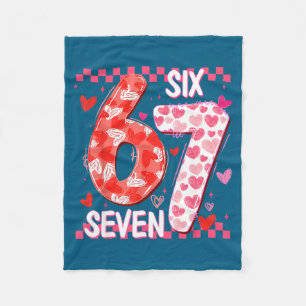 Preppy Retro Coquette Bow 6 7 Six Seven Love Valen Fleece Blanket