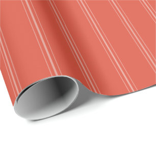 Preppy retro stripe red pink holiday wrapping paper