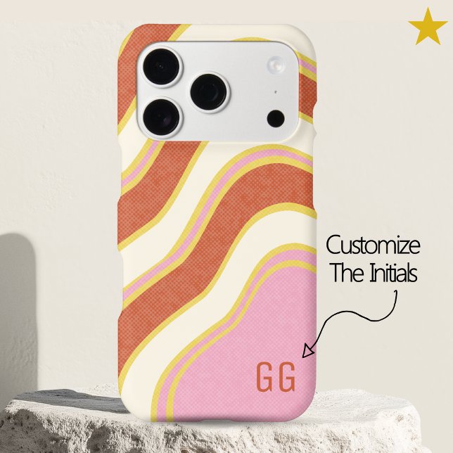 Preppy Retro Wavy Stripes Custom Initial Monogram (Creator Uploaded)