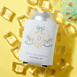 Preppy Rocking Horse Boy First Birthday Can Cooler