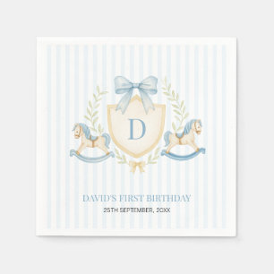 Preppy Rocking Horse Boy First Birthday Napkin