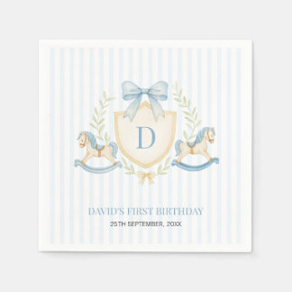 Preppy Rocking Horse Boy First Birthday Napkin