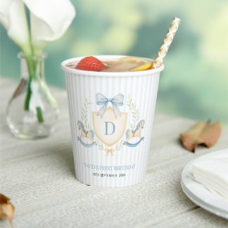 Preppy Rocking Horse Boy First Birthday Paper Cups