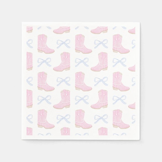 Preppy Rodeo First Birthday Cowgirl Boots Napkin (Front)