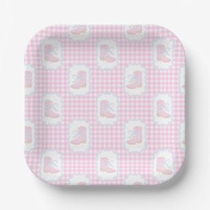 Preppy Rodeo First Birthday Cowgirl Boots Paper Plate