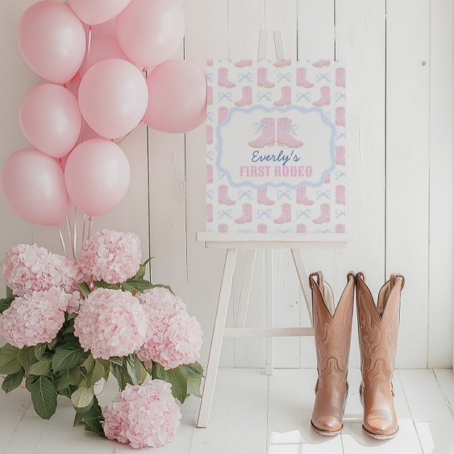 Preppy Rodeo First Birthday Cowgirl Boots Poster (Creator Uploaded)