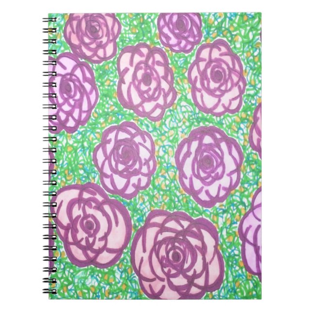Preppy Rose Garden Floral Print Notebook (Front)