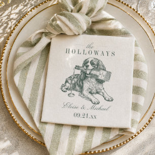 Preppy Sage Green Cavalier Champagne Wedding Napkin