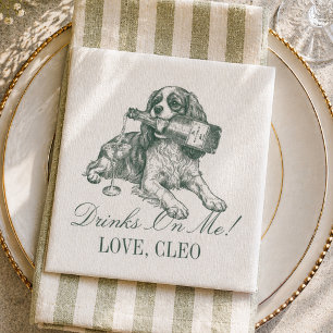 Preppy Sage Green King Cavalier Champagne Wedding Napkin