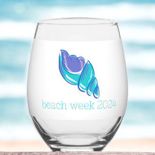 Preppy Sand Dollar Personalised Beach Week Stemless Wine Glass