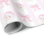 Preppy Santa and bows Christmas grandmillennial  Wrapping Paper<br><div class="desc">Preppy Santa and bows Christmas grandmillennial Wrapping Paper</div>