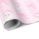 Preppy Santa and bows Christmas grandmillennial  Wrapping Paper<br><div class="desc">Preppy Santa and bows Christmas grandmillennial Wrapping Paper</div>