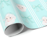 Preppy Santa and bows Christmas grandmillennial  Wrapping Paper<br><div class="desc">Preppy Santa and bows Christmas grandmillennial Wrapping Paper</div>