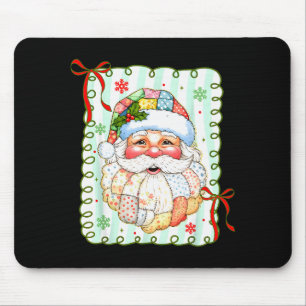 Preppy Santa Claus Christmas Patchwork Santa Xmas Mouse Pad