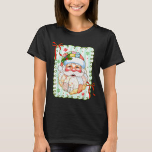 Preppy Santa Claus Christmas Patchwork Santa Xmas T-Shirt