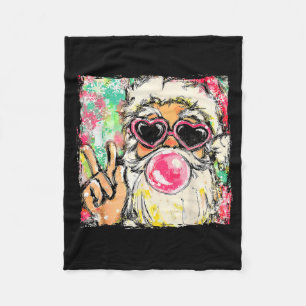 Preppy Santa Clause Blowing Bubble Gum Christmas G Fleece Blanket