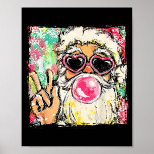 Preppy Santa Clause Blowing Bubble Gum Christmas G Poster