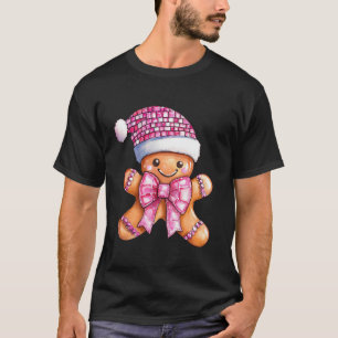 Preppy Santa Gingerbread Girl Pink Bow Coquette Ch T-Shirt