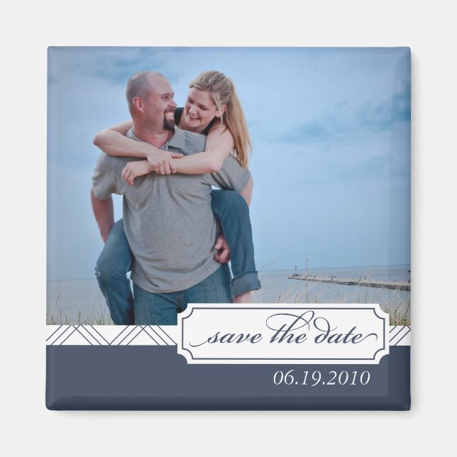 Preppy Save the Date Photo Magnet (Front)
