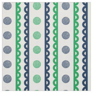 Preppy Scalloped Golf Stripe - Navy & Green Fabric