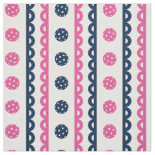 Preppy Scalloped Pickleball Stripe Hot Pink & Navy Fabric