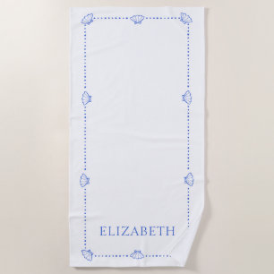 Preppy Seashell Personalised Coastal Modern Cool Beach Towel