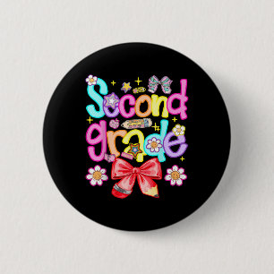 Preppy Second Grade Back To School 2nd Grade Girl 6 Cm Round Badge